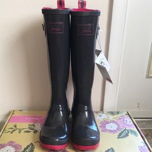 Slate Grey Glossy Joules Field Wellies
